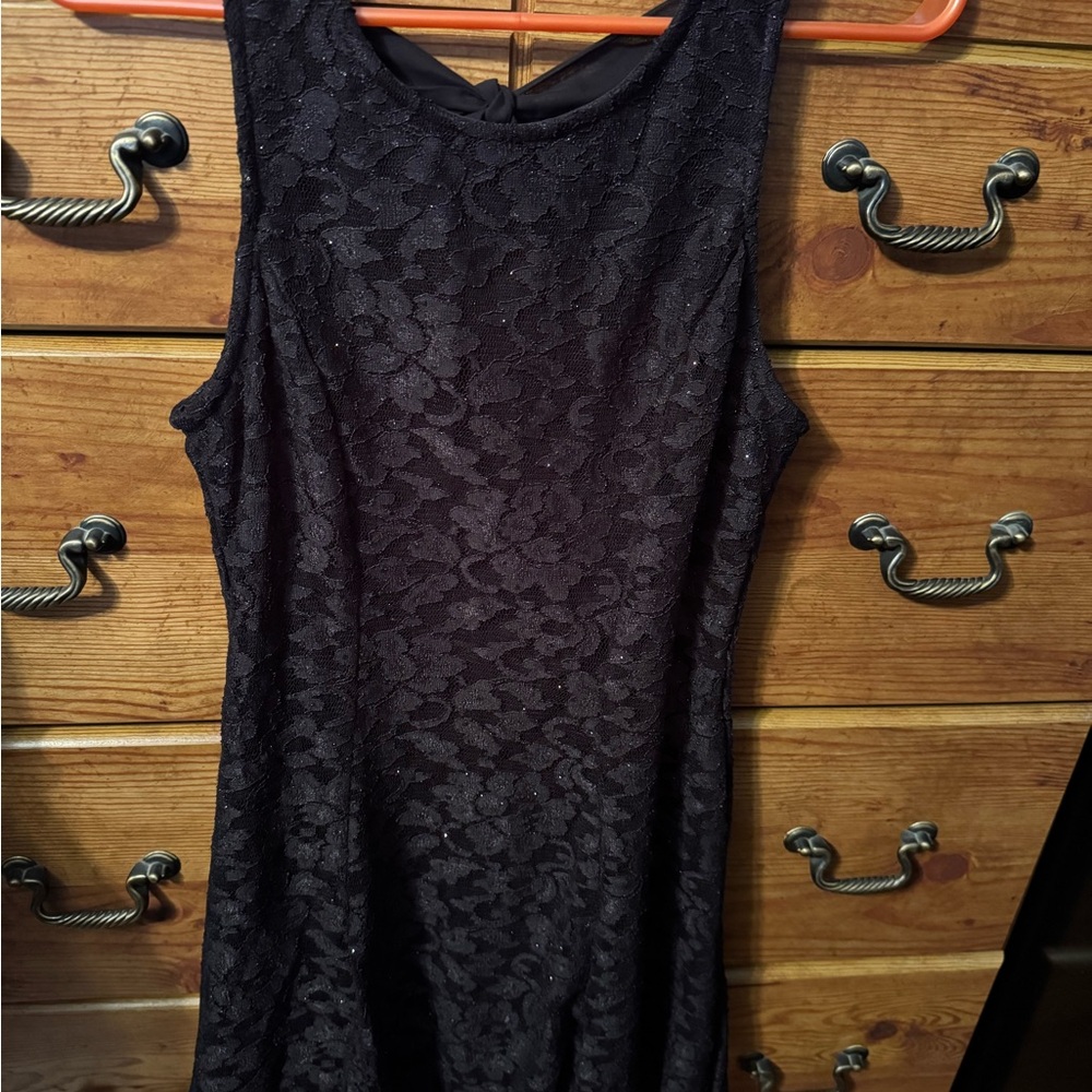 Elegant Glittering Black Lace Dress